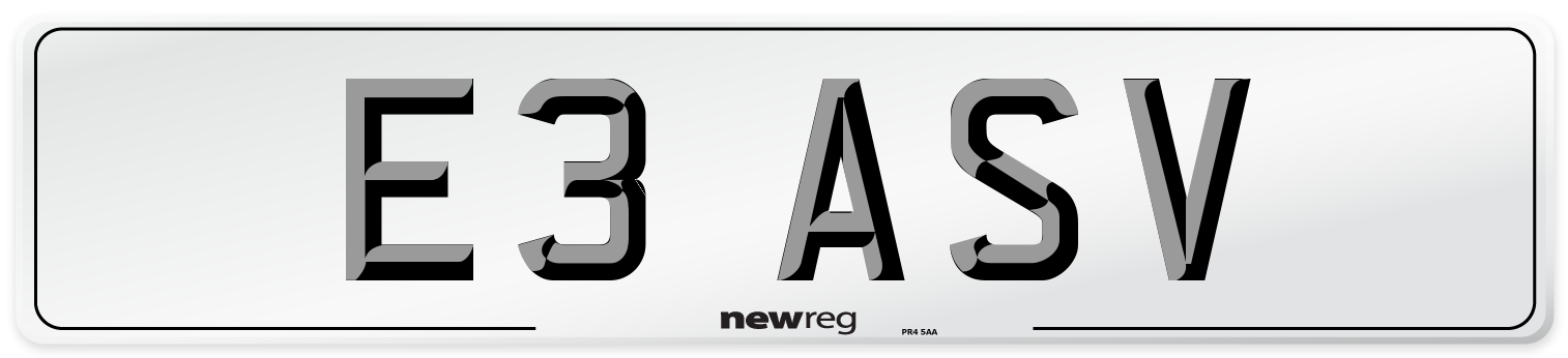E3 ASV Number Plate from New Reg